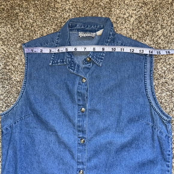 Ash Creek Trading Blue Fitted Button Down Shirt Notched Collar Western Women Top - Picture 9 of 10